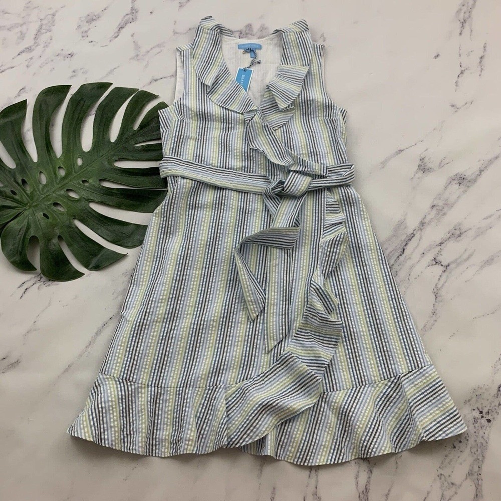 Draper James Blue and White Striped Midi Dress